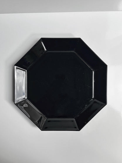 Vintage Plates Octime by Arcoroc for Luminarc Black Art Deco Revival Set of 1