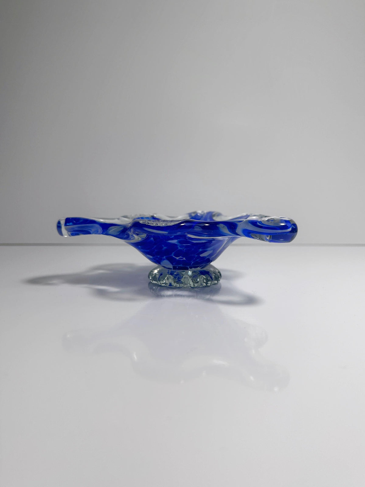 Vintage Aschenbecher Murano Glas Ultramarin Blau Dreieck 70er