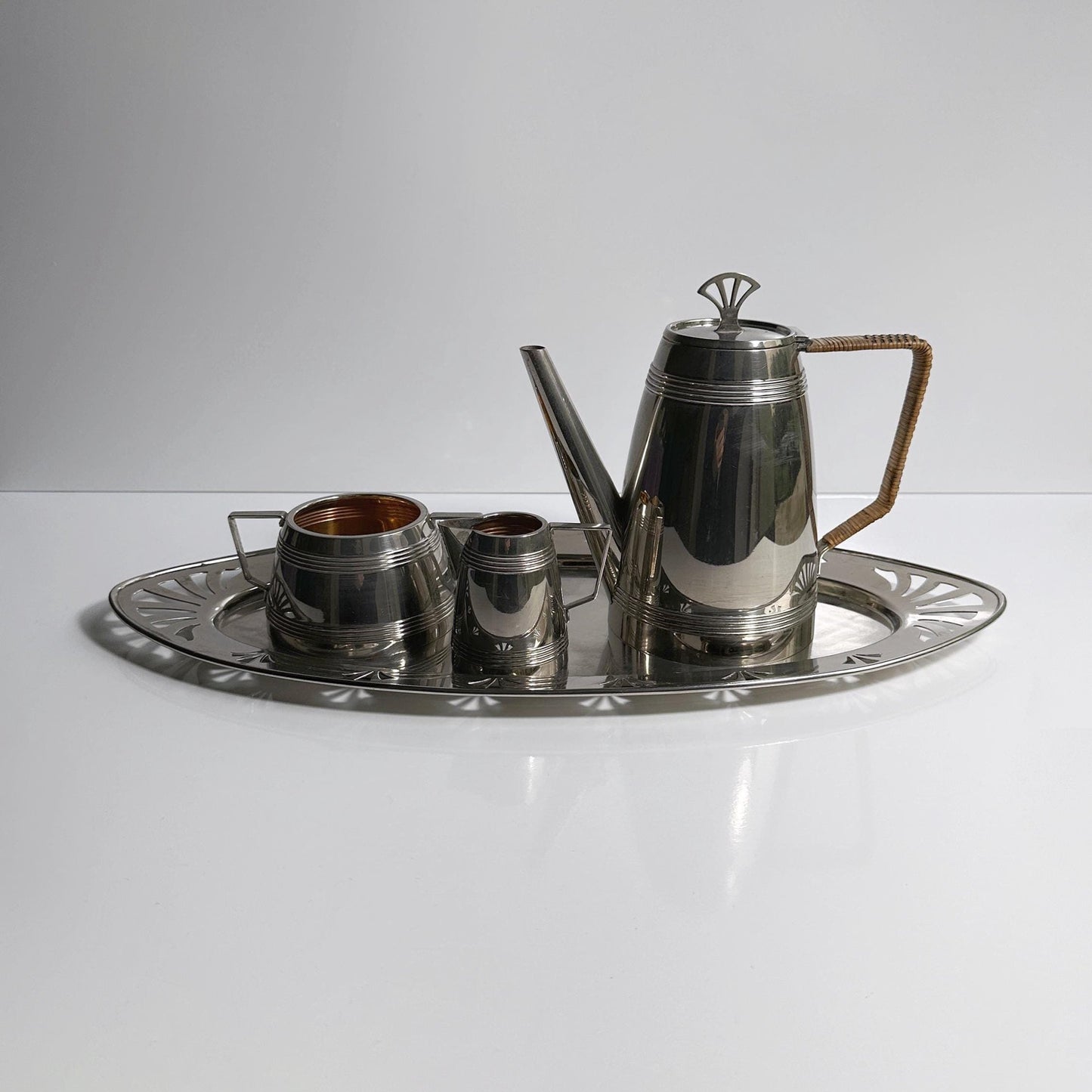 Vintage Kaffee Set Art Deco 1930er versilbert Set von 4