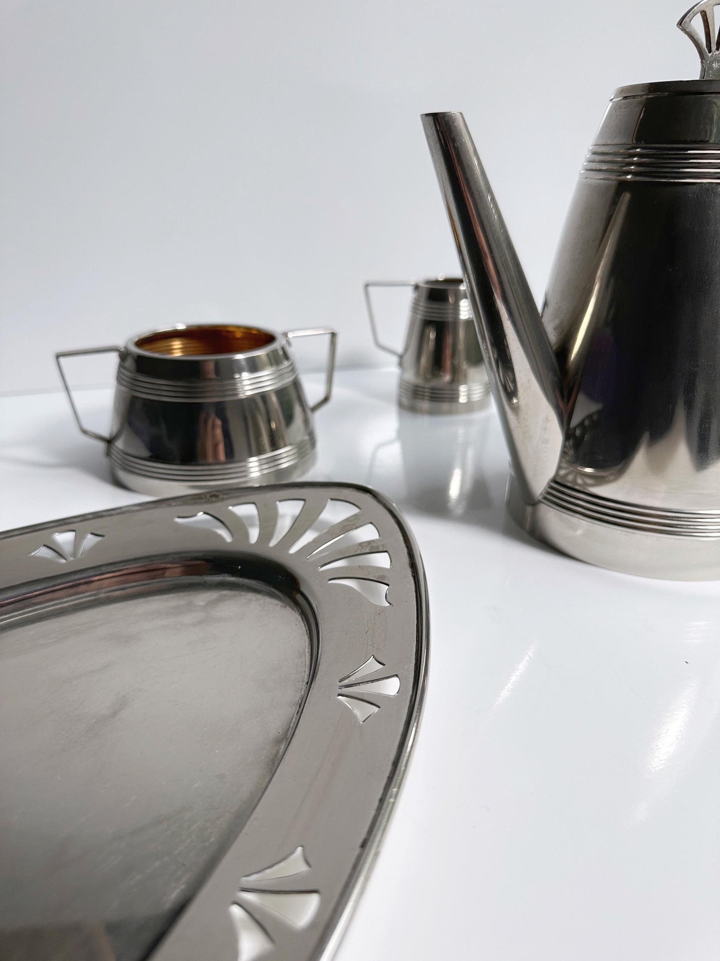 Vintage Kaffee Set Art Deco 1930er versilbert Set von 4