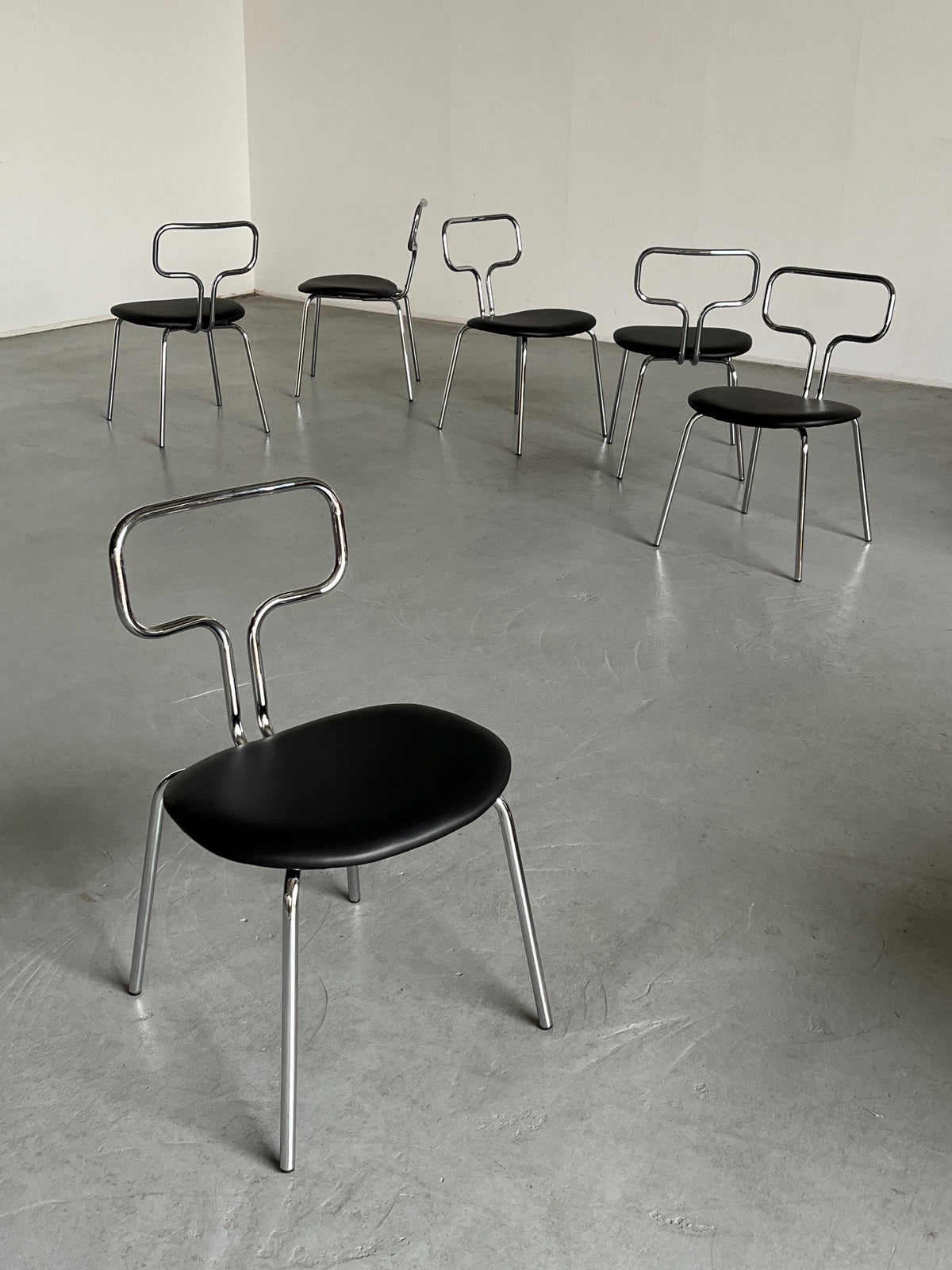 Vintage Esszimmerstuhl Chromrohr Stahl Kunstleder Bauhaus Design