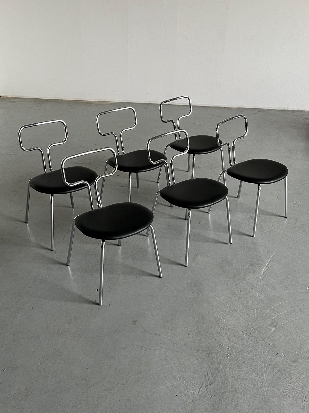 Vintage Esszimmerstuhl Chromrohr Stahl Kunstleder Bauhaus Design