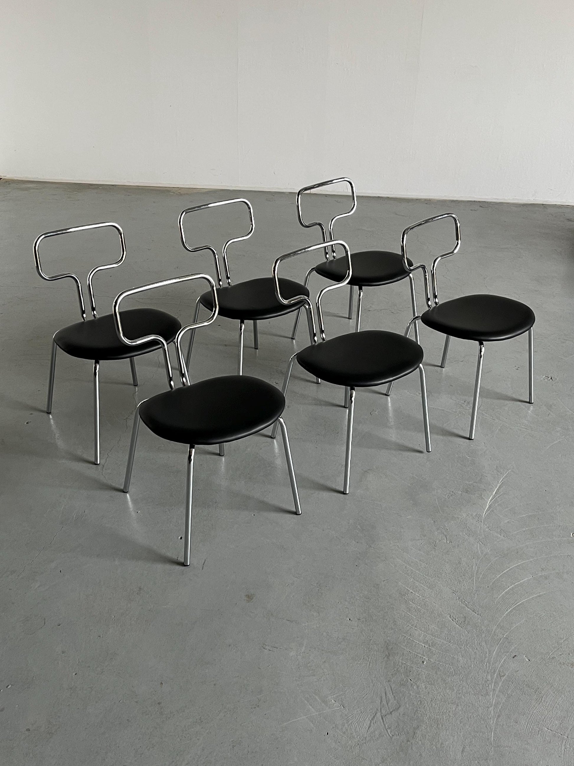 Vintage Esszimmerstuhl Chromrohr Stahl Kunstleder Bauhaus Design