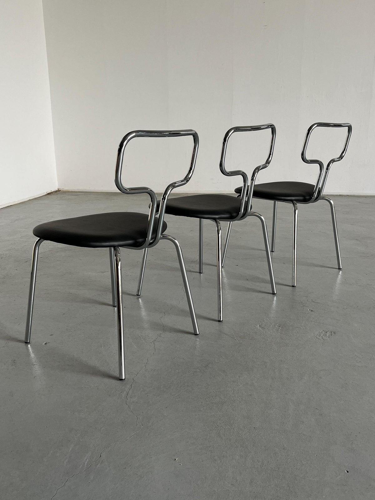Vintage Esszimmerstuhl Chromrohr Stahl Kunstleder Bauhaus Design
