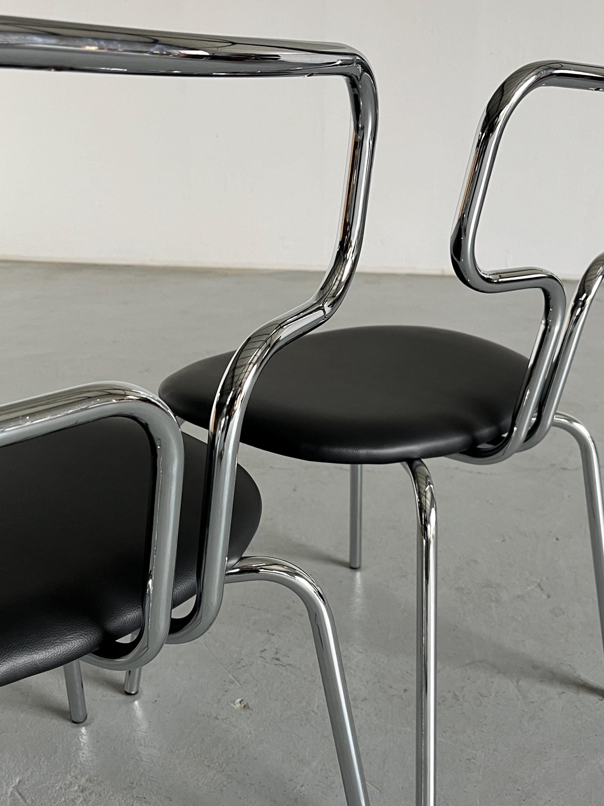 Vintage Esszimmerstuhl Chromrohr Stahl Kunstleder Bauhaus Design