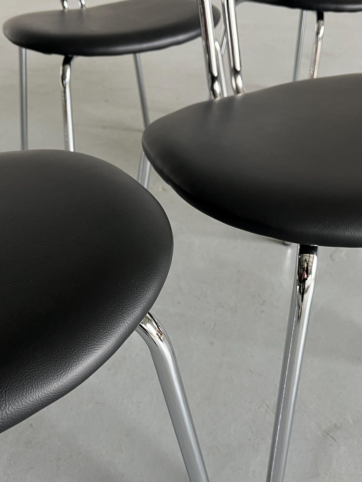 Vintage Esszimmerstuhl Chromrohr Stahl Kunstleder Bauhaus Design