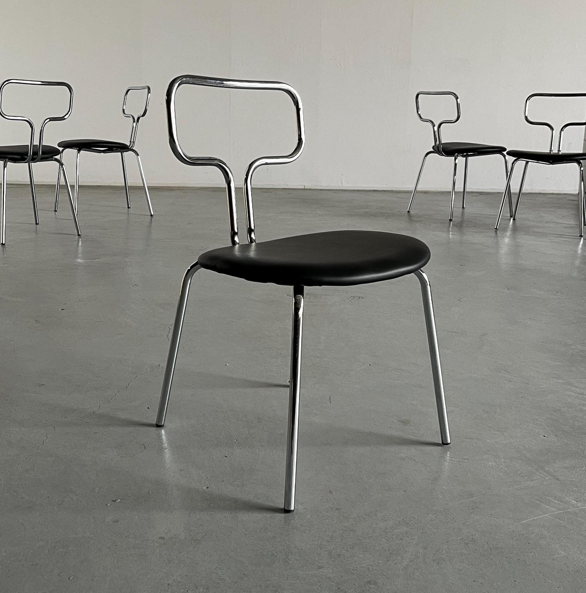 Vintage Esszimmerstuhl Chromrohr Stahl Kunstleder Bauhaus Design