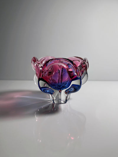 Vase en verre vintage Cranberry de Josef Hospodka pour Chřibská