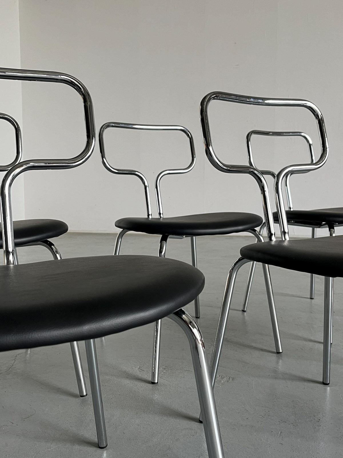 Vintage Esszimmerstuhl Chromrohr Stahl Kunstleder Bauhaus Design