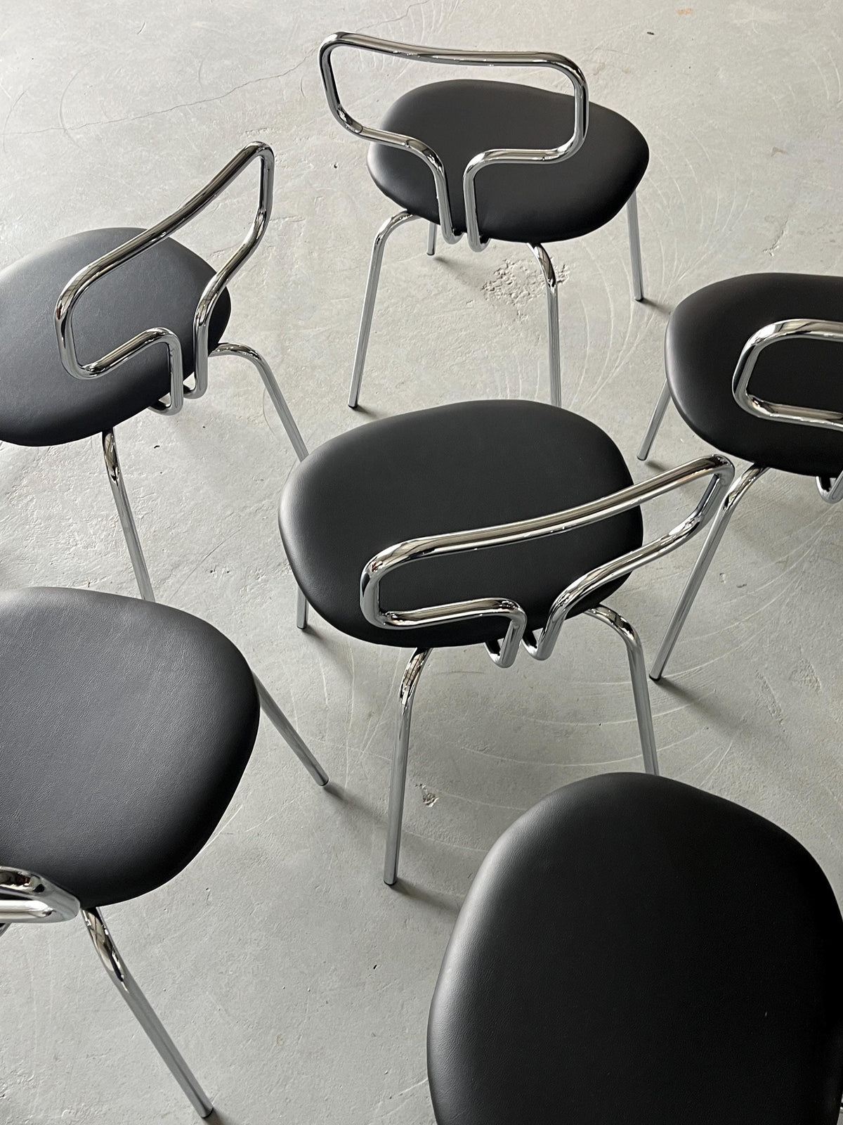 Vintage Esszimmerstuhl Chromrohr Stahl Kunstleder Bauhaus Design