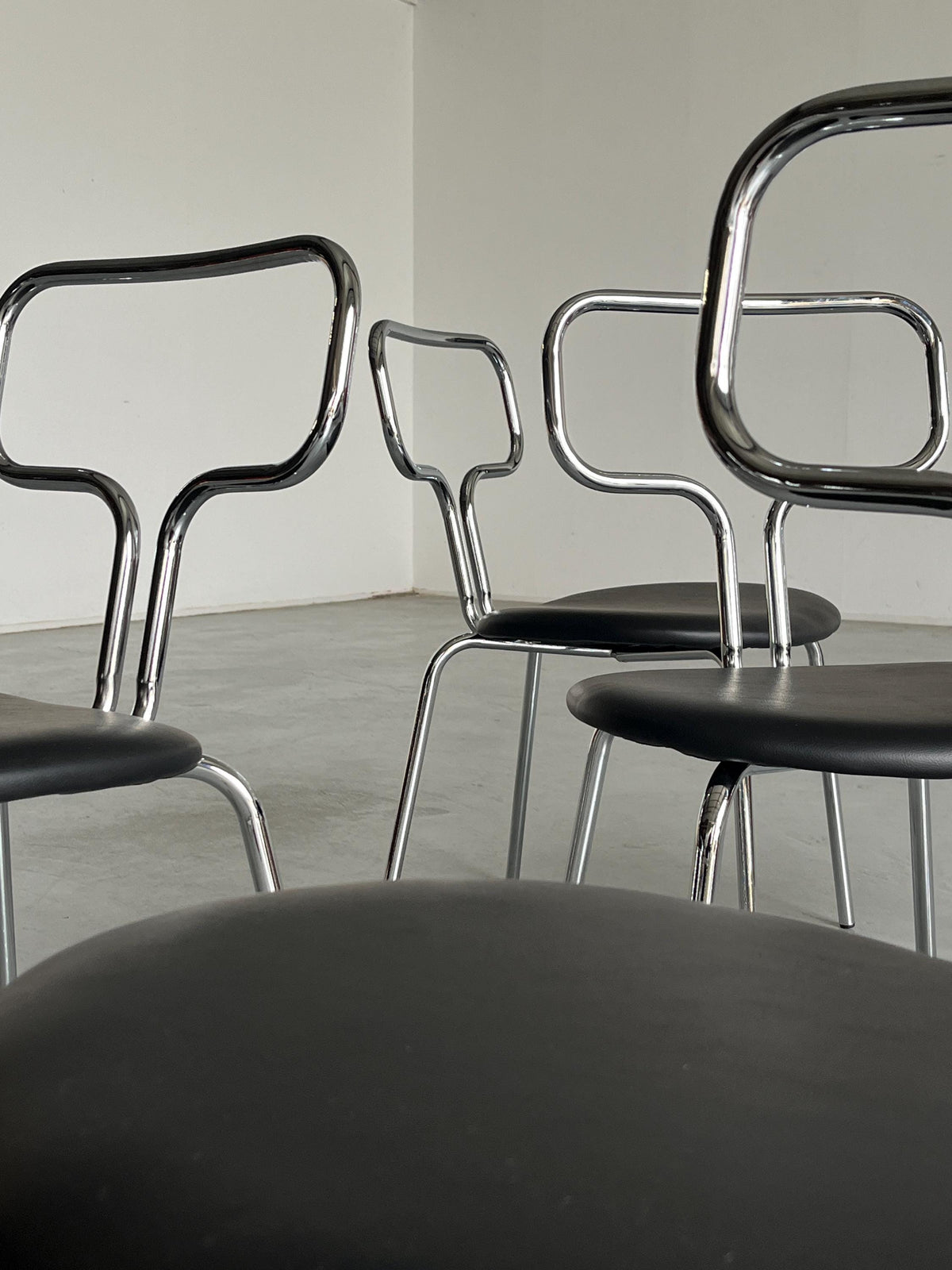 Vintage Esszimmerstuhl Chromrohr Stahl Kunstleder Bauhaus Design
