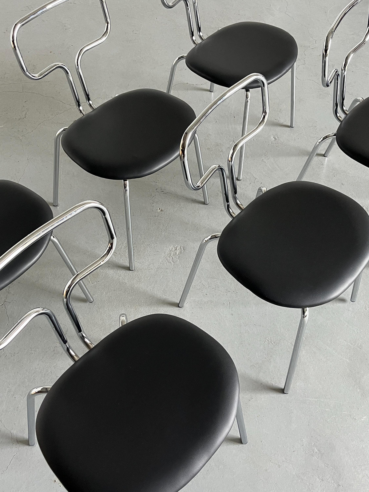 Vintage Esszimmerstuhl Chromrohr Stahl Kunstleder Bauhaus Design