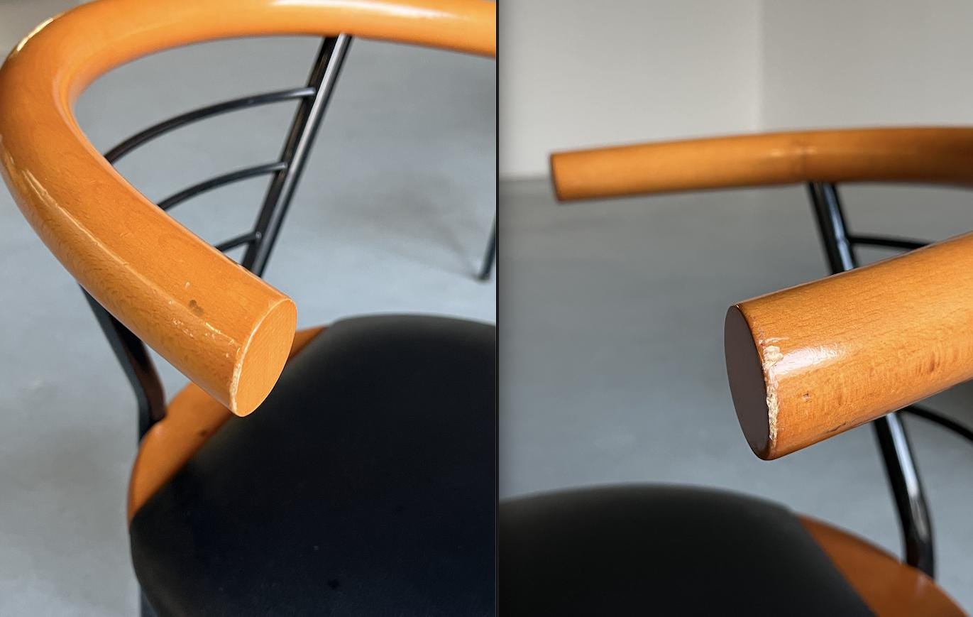 Vintage Postmodern Armlehnstuhl Schwarz Kunstleder Memphis Italien 1990er Set von 4