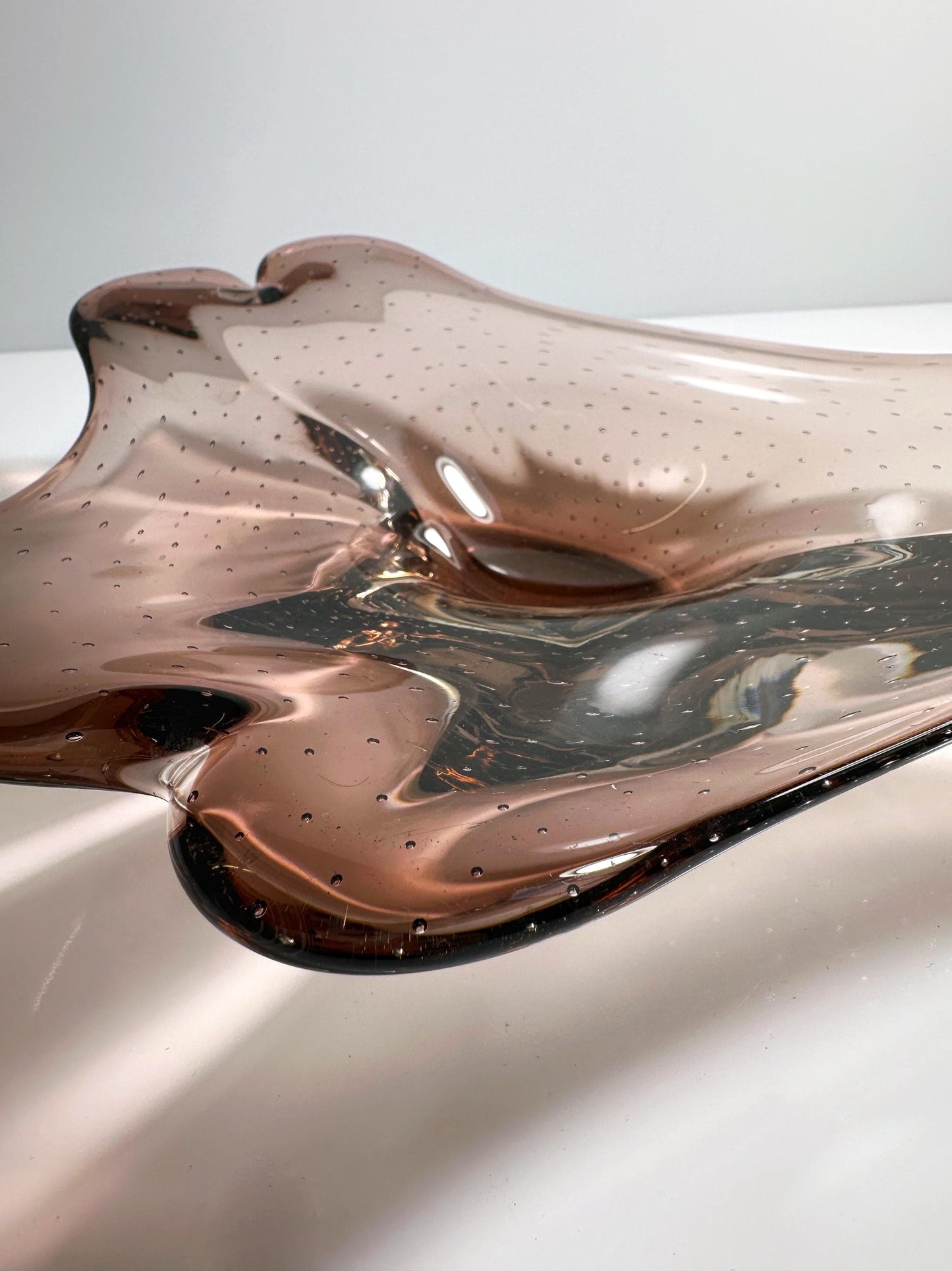 Bol vintage en verre de Murano Bullicante Améthyste 1970