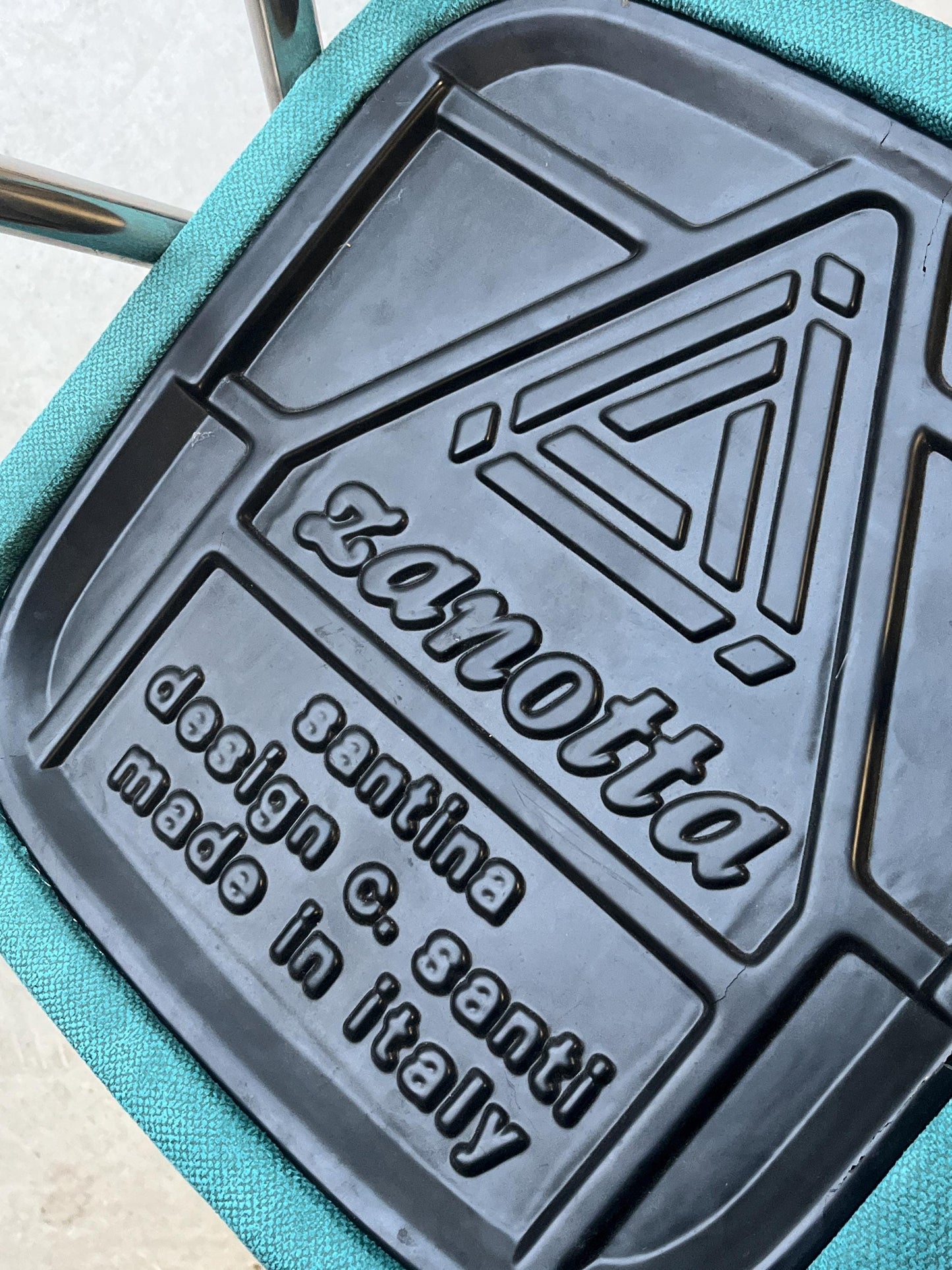 Vintage Santina Essstuhl von Carlo Santi für Zanotta Türkis Chrom 1970er Set von 2