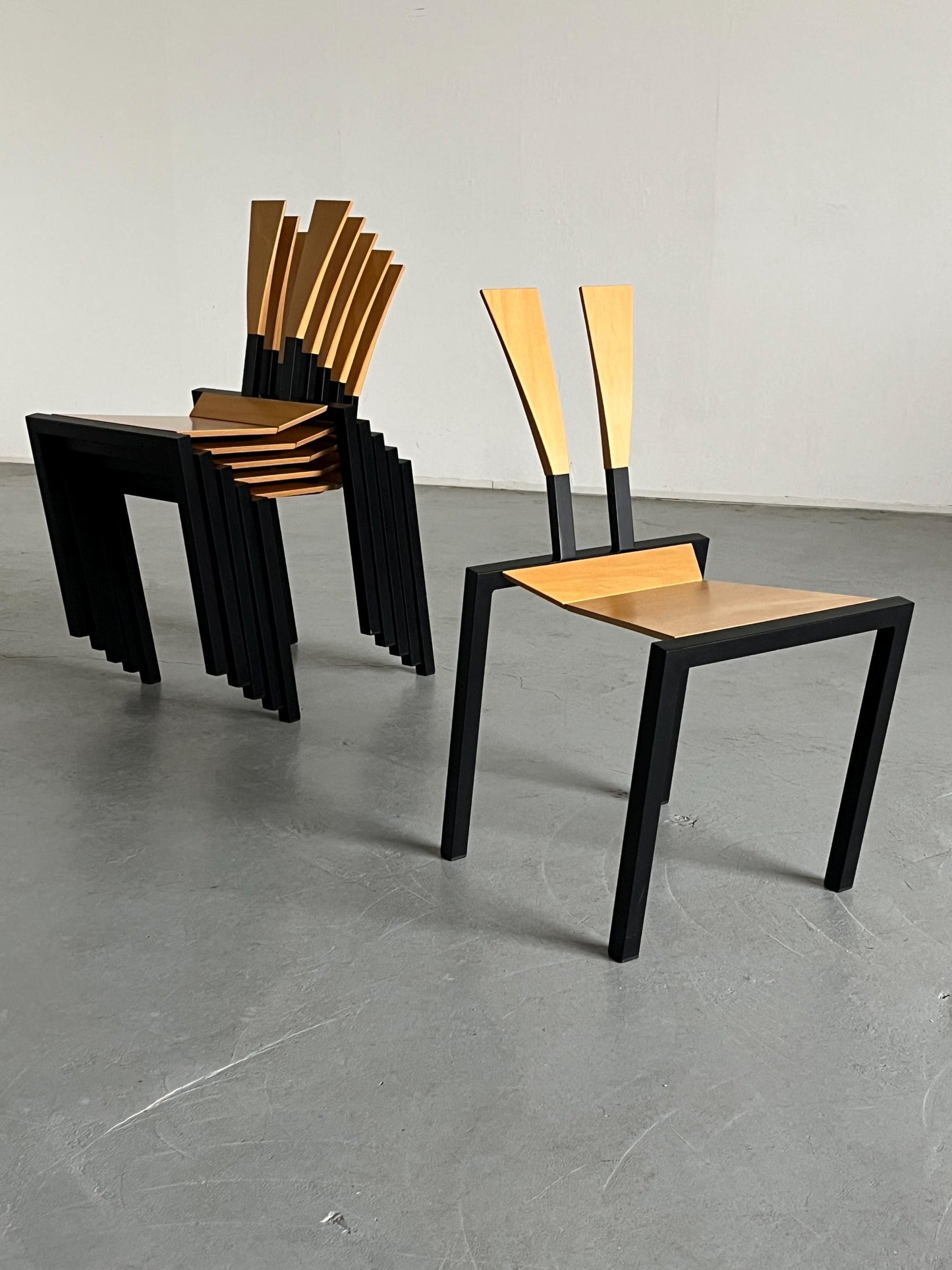 Vintage Memphis Design Stapelstuhl von Karl Friedrich Förster für KFF