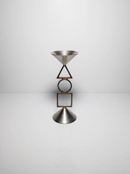 Vintage Postmodern Kerzenhalter Silber geometrisch 80er 90er Memphis Milano