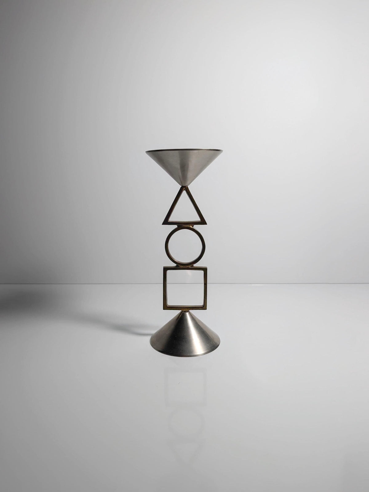 Vintage Postmodern Kerzenhalter Silber geometrisch 80er 90er Memphis Milano