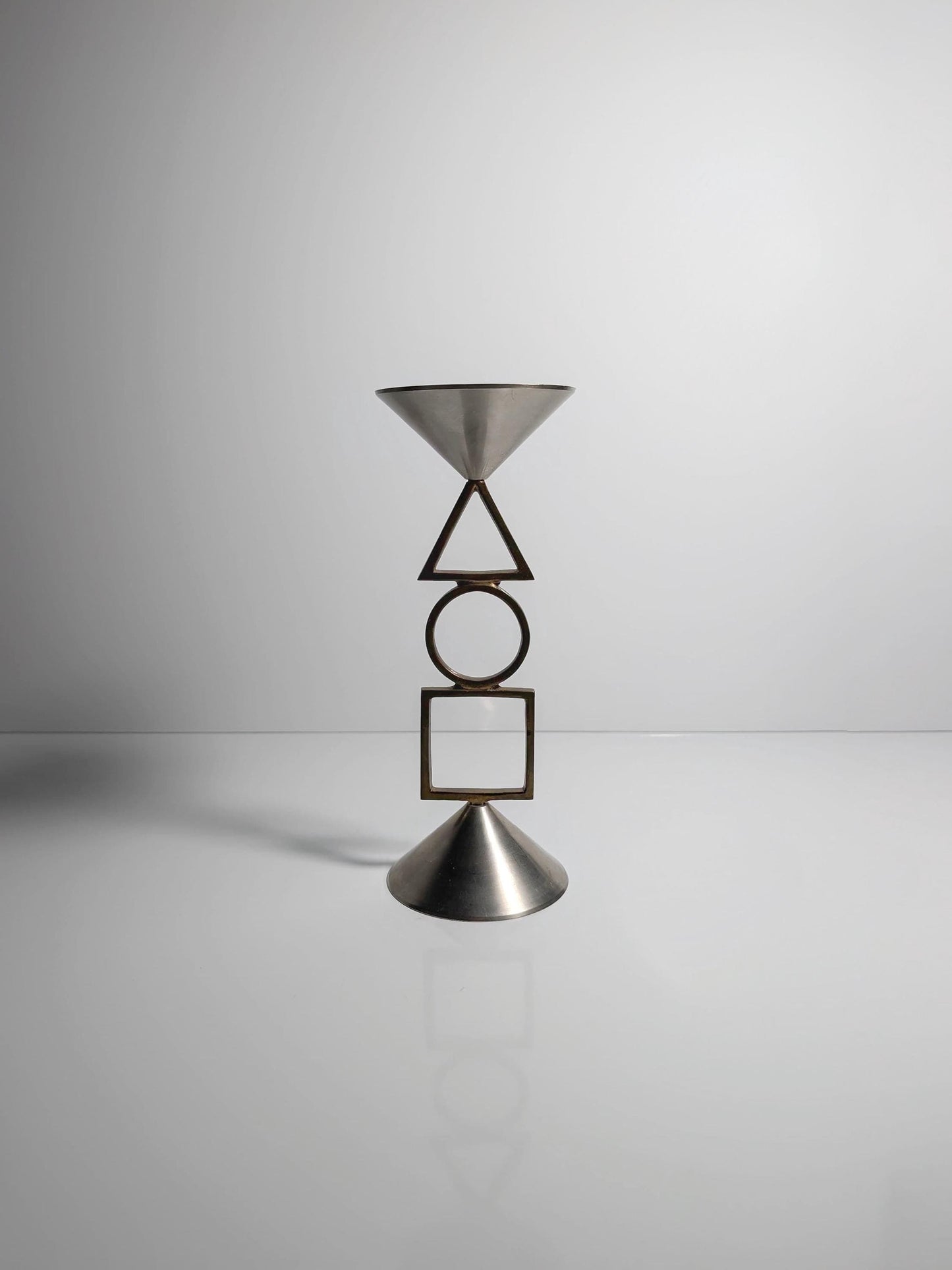 Vintage Postmodern Kerzenhalter Silber geometrisch 80er 90er Memphis Milano