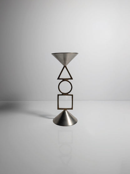 Vintage Postmodern Kerzenhalter Silber geometrisch 80er 90er Memphis Milano