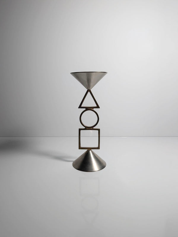 Vintage Postmodern Kerzenhalter Silber geometrisch 80er 90er Memphis Milano