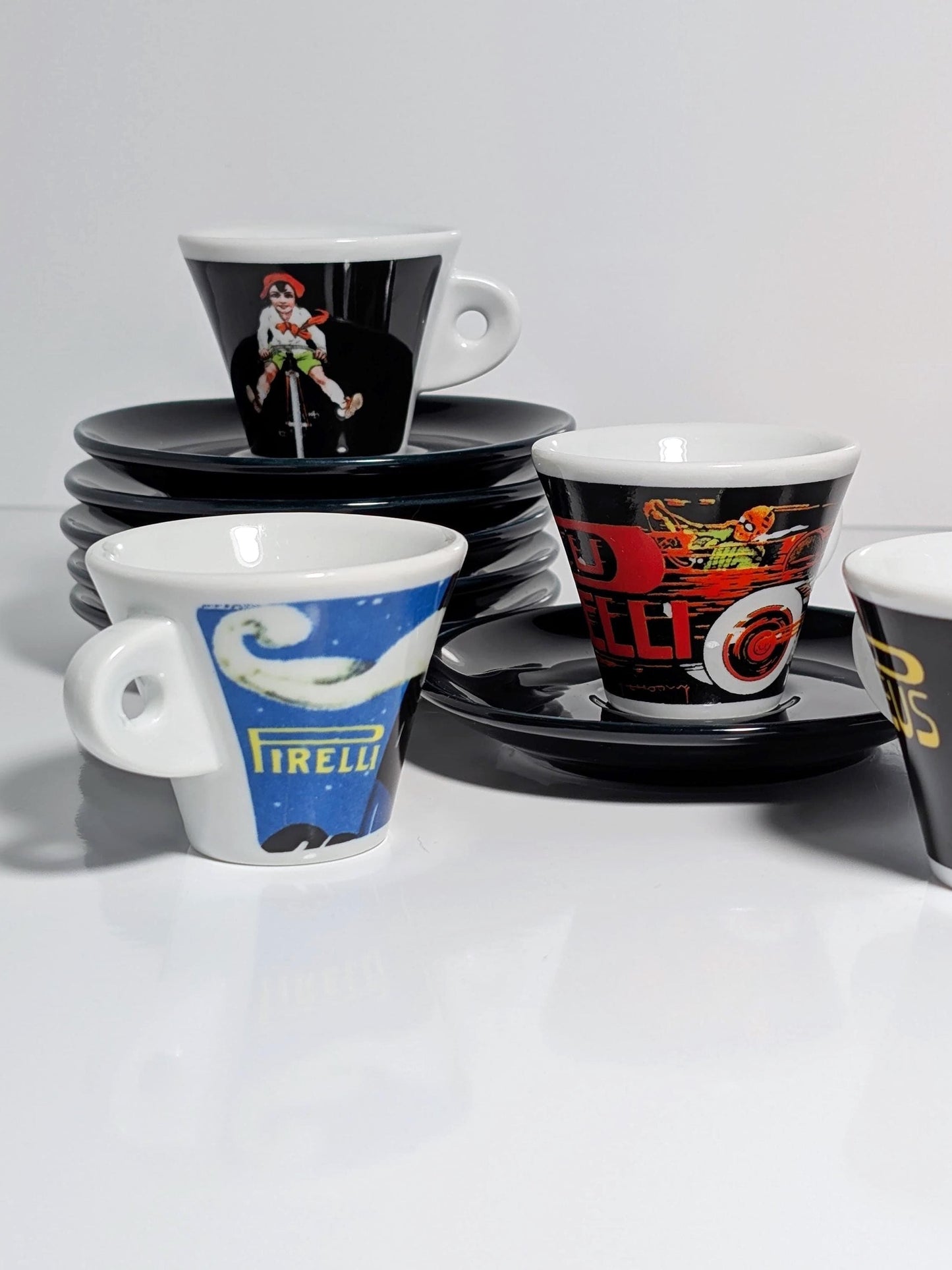 Vintage Espresso Tasse Pirelli Limited Edition 80er 90er Set von 6