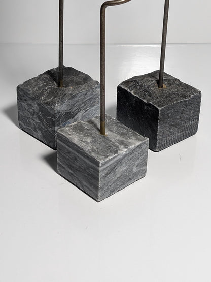 Bougeoir vintage en pierre et laiton par Ehlén Johansson pour Ikea, lot de 3