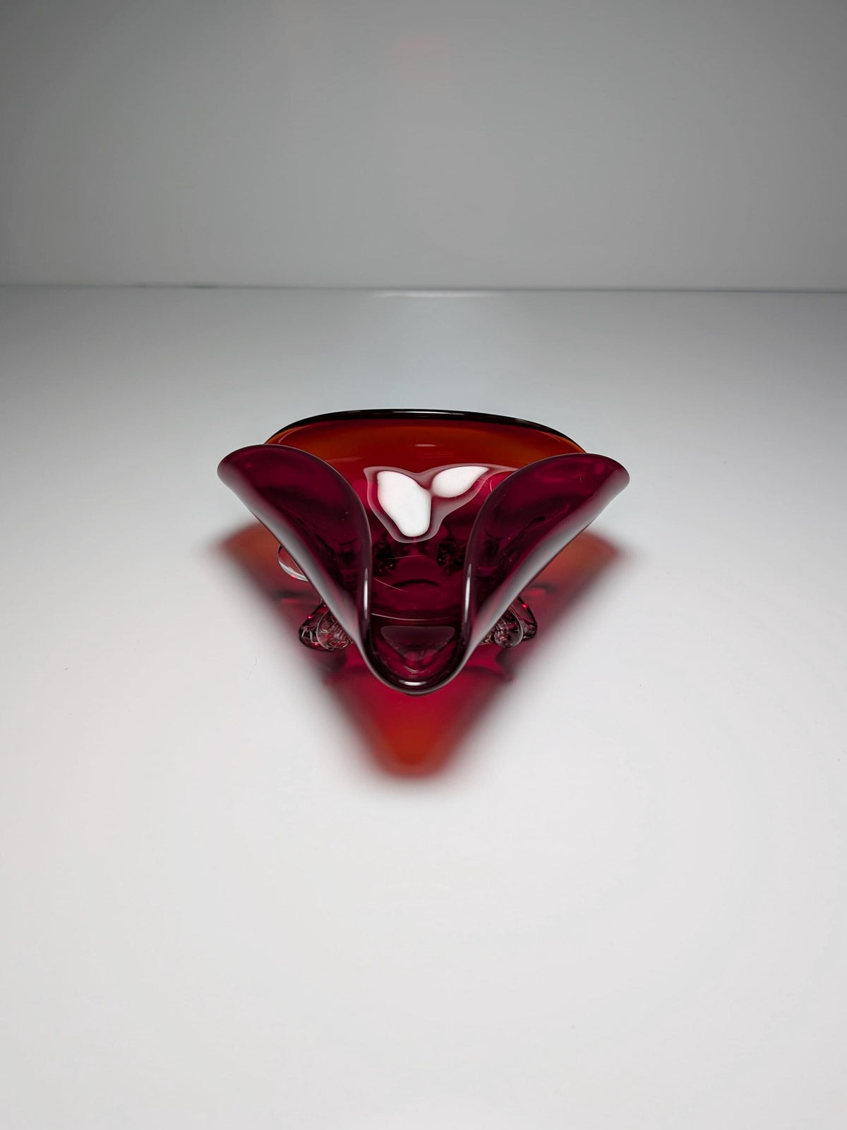 Vintage Schale Murano Glas Rubinrot Mid Century 1970