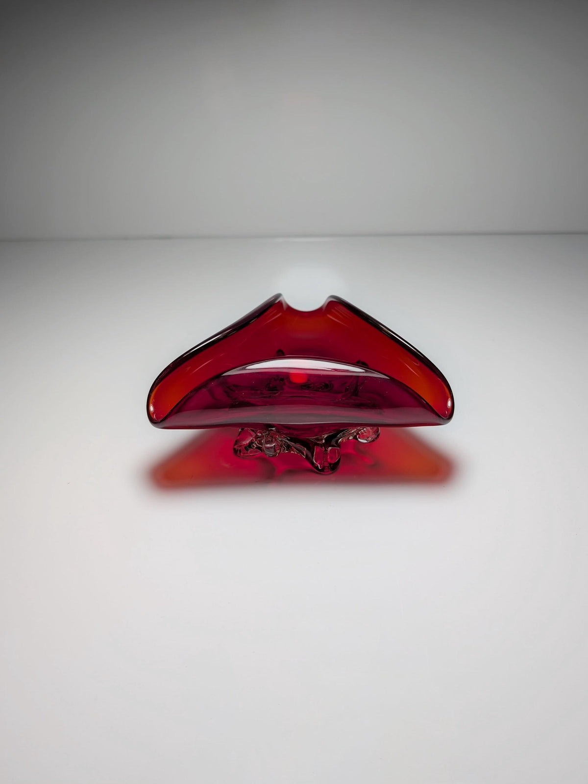 Vintage Schale Murano Glas Rubinrot Mid Century 1970