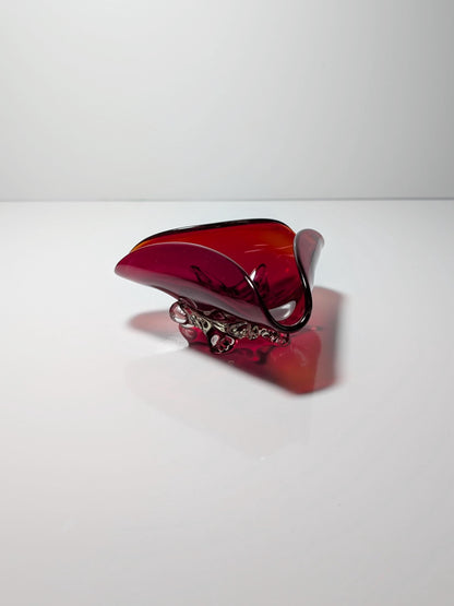 Bol vintage en verre de Murano rouge rubis milieu du siècle 1970