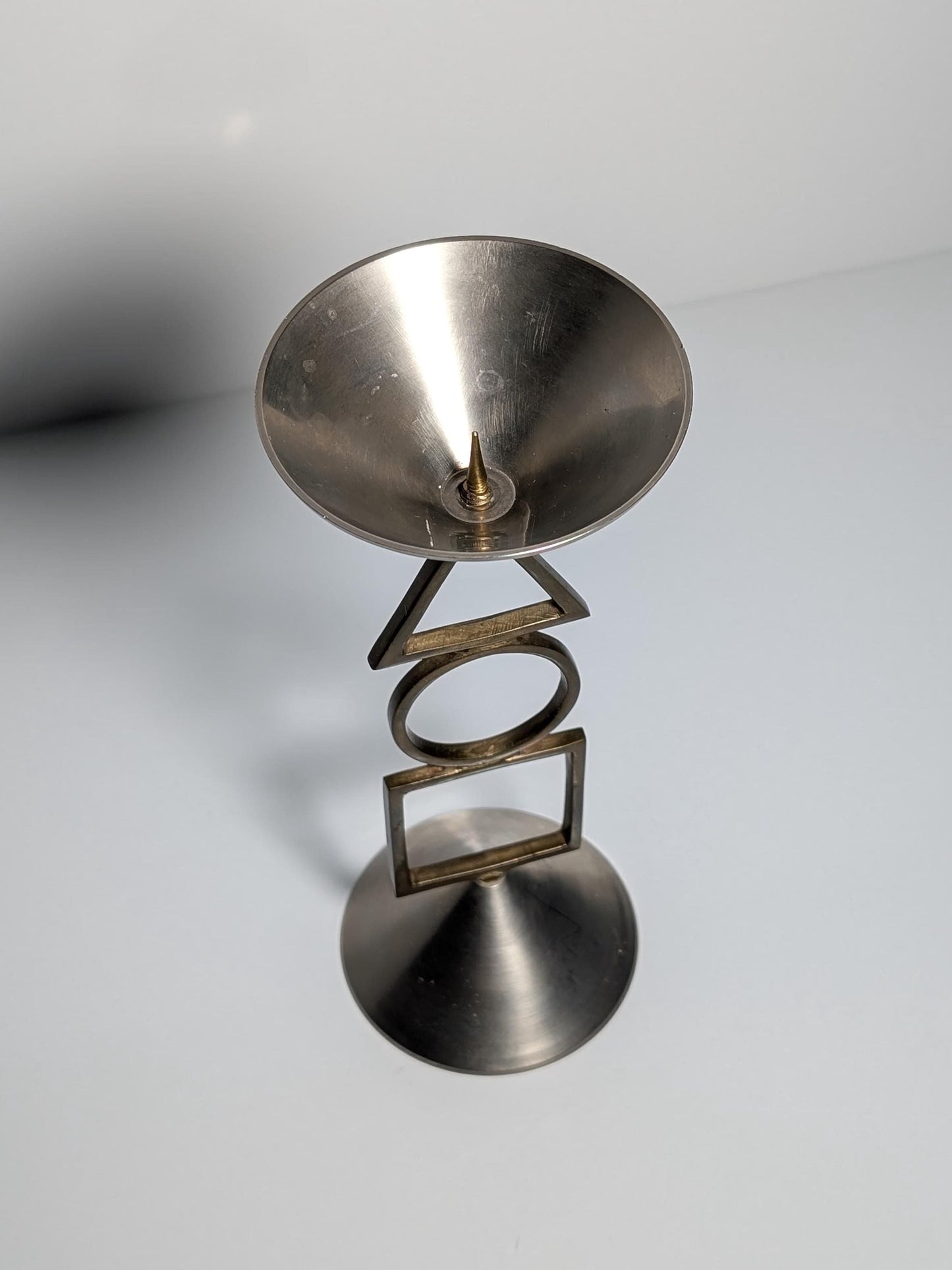 Vintage Postmodern Kerzenhalter Silber geometrisch 80er 90er Memphis Milano