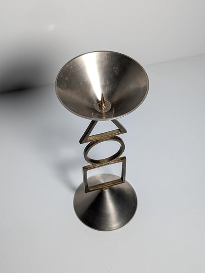 Vintage Postmodern Kerzenhalter Silber geometrisch 80er 90er Memphis Milano