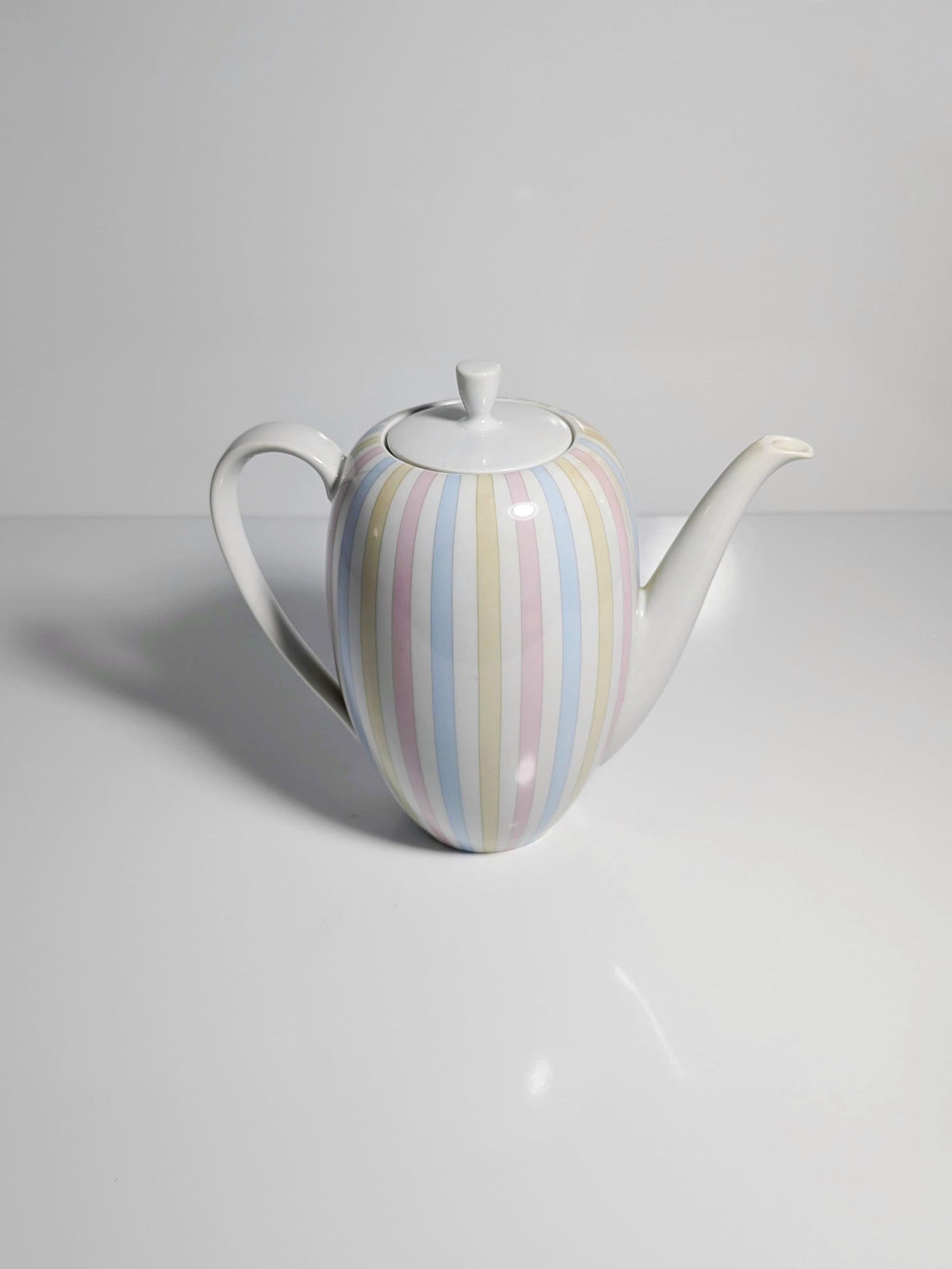 Vintage Kanne Eschenbach Streifen Pastell Rosa Blau Gelb 1950er Porzellan