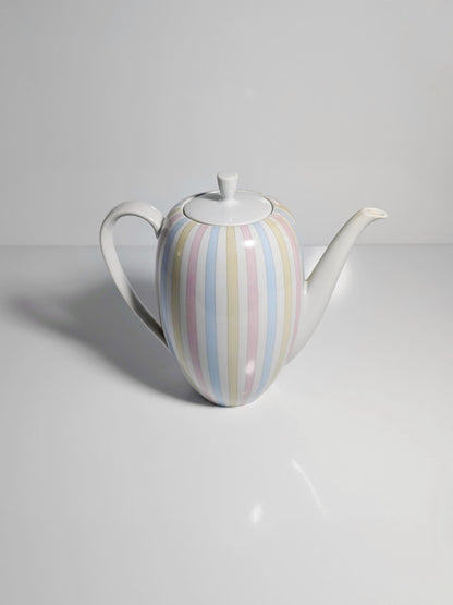 Vintage Kanne Eschenbach Streifen Pastell Rosa Blau Gelb 1950er Porzellan