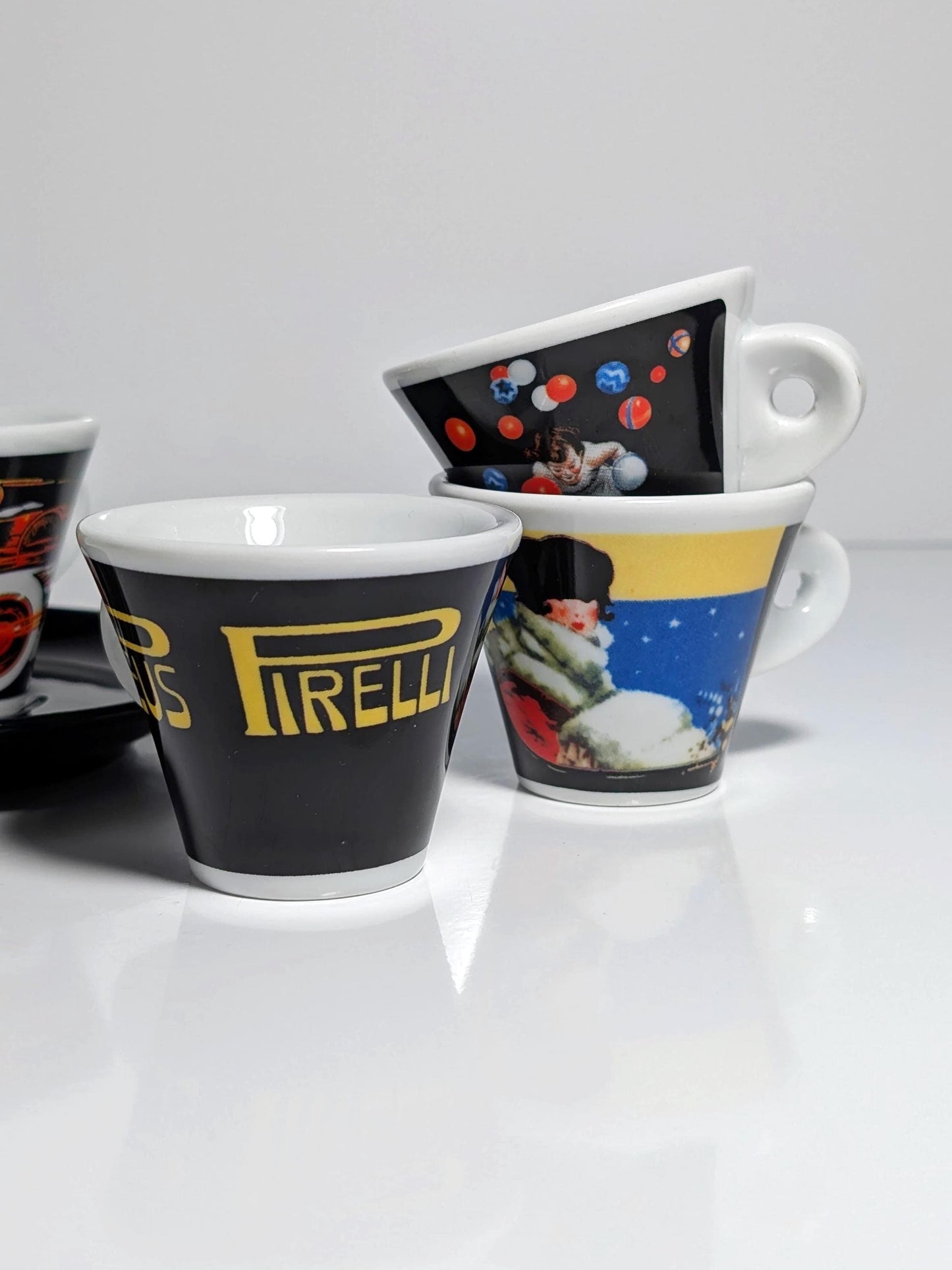 Vintage Espresso Tasse Pirelli Limited Edition 80er 90er Set von 6