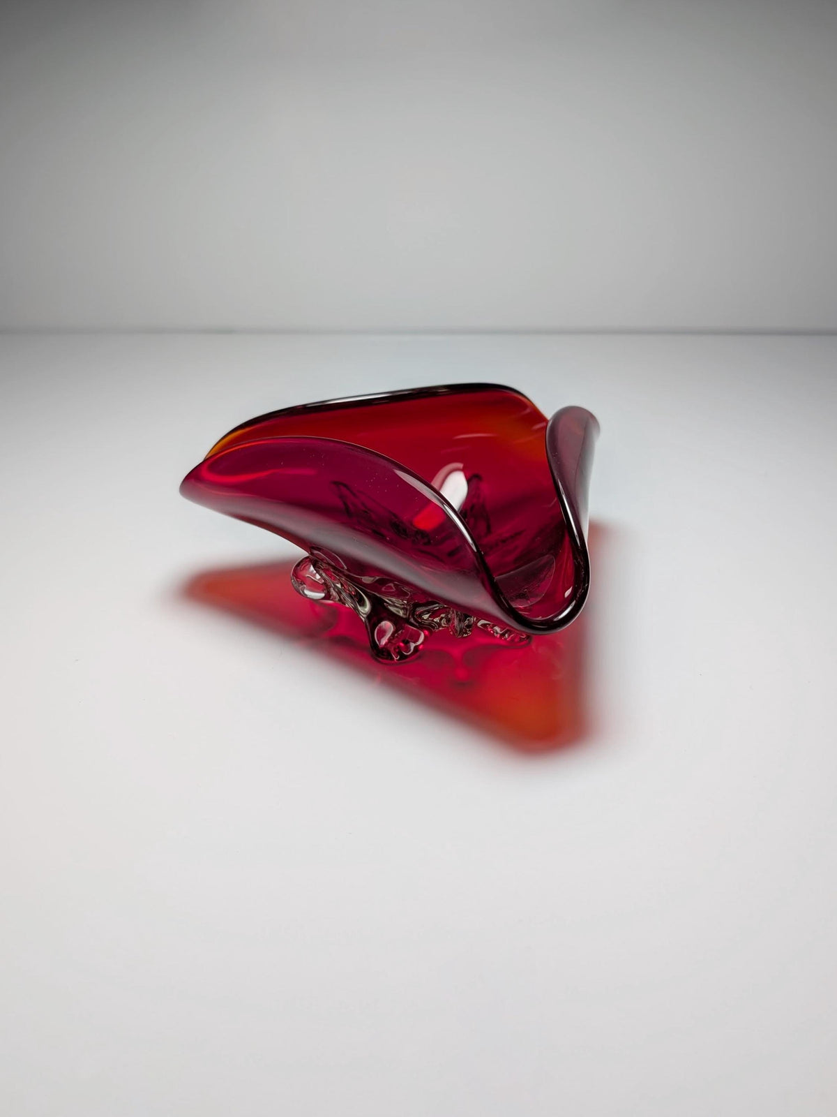 Vintage Schale Murano Glas Rubinrot Mid Century 1970