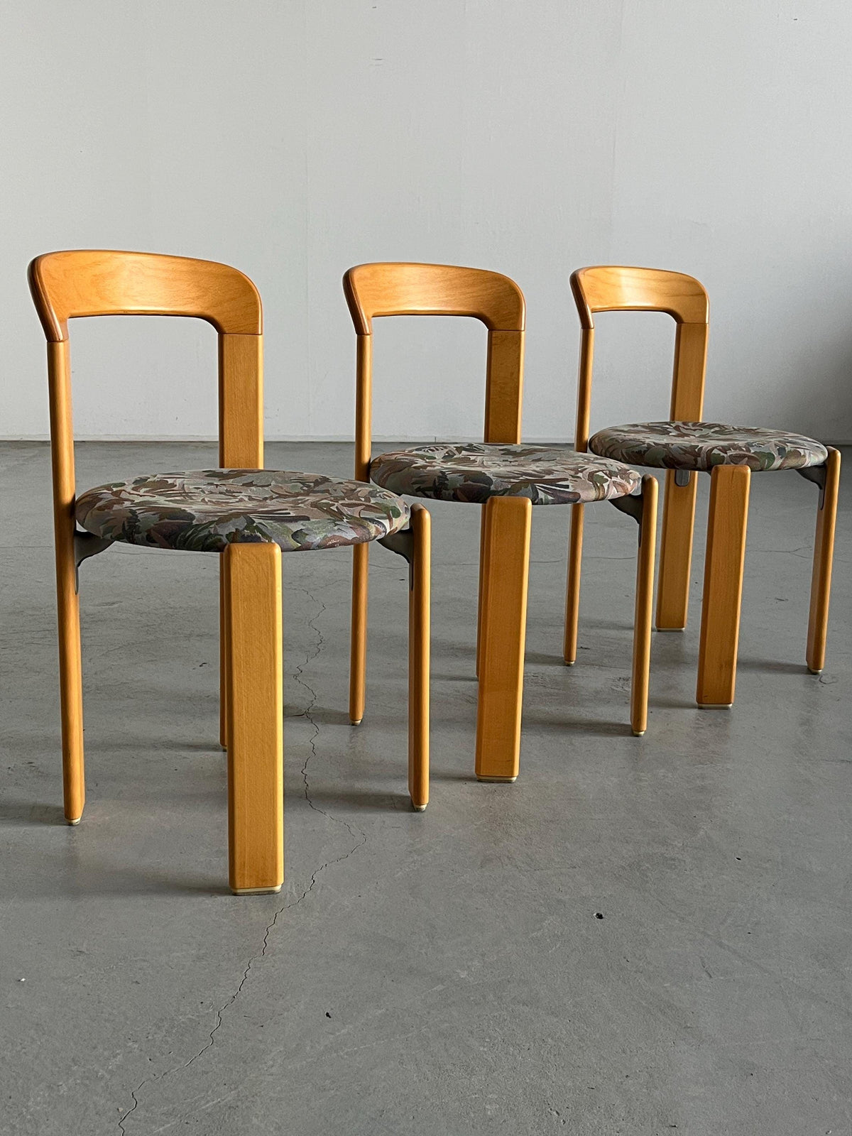 Chaise de salle à manger vintage Bruno Rey de Kusch+Co avec motif floral 1 sur 3