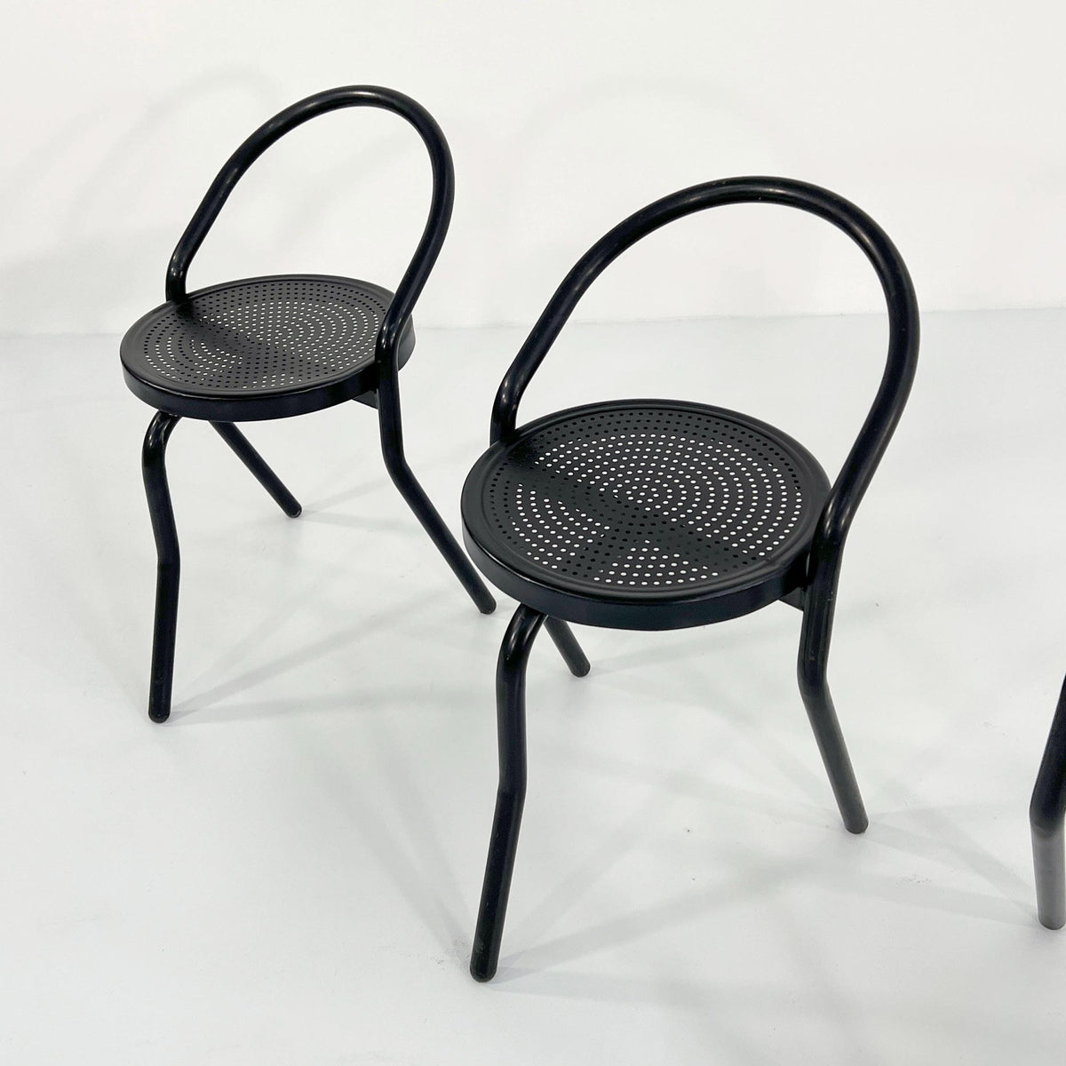 Vintage Stuhl Postmodern Schwarz Metall 1980er Set von 4