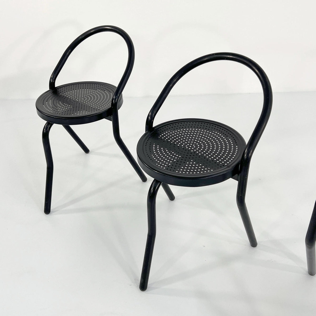 Vintage Stuhl Postmodern Schwarz Metall 1980er Set von 4