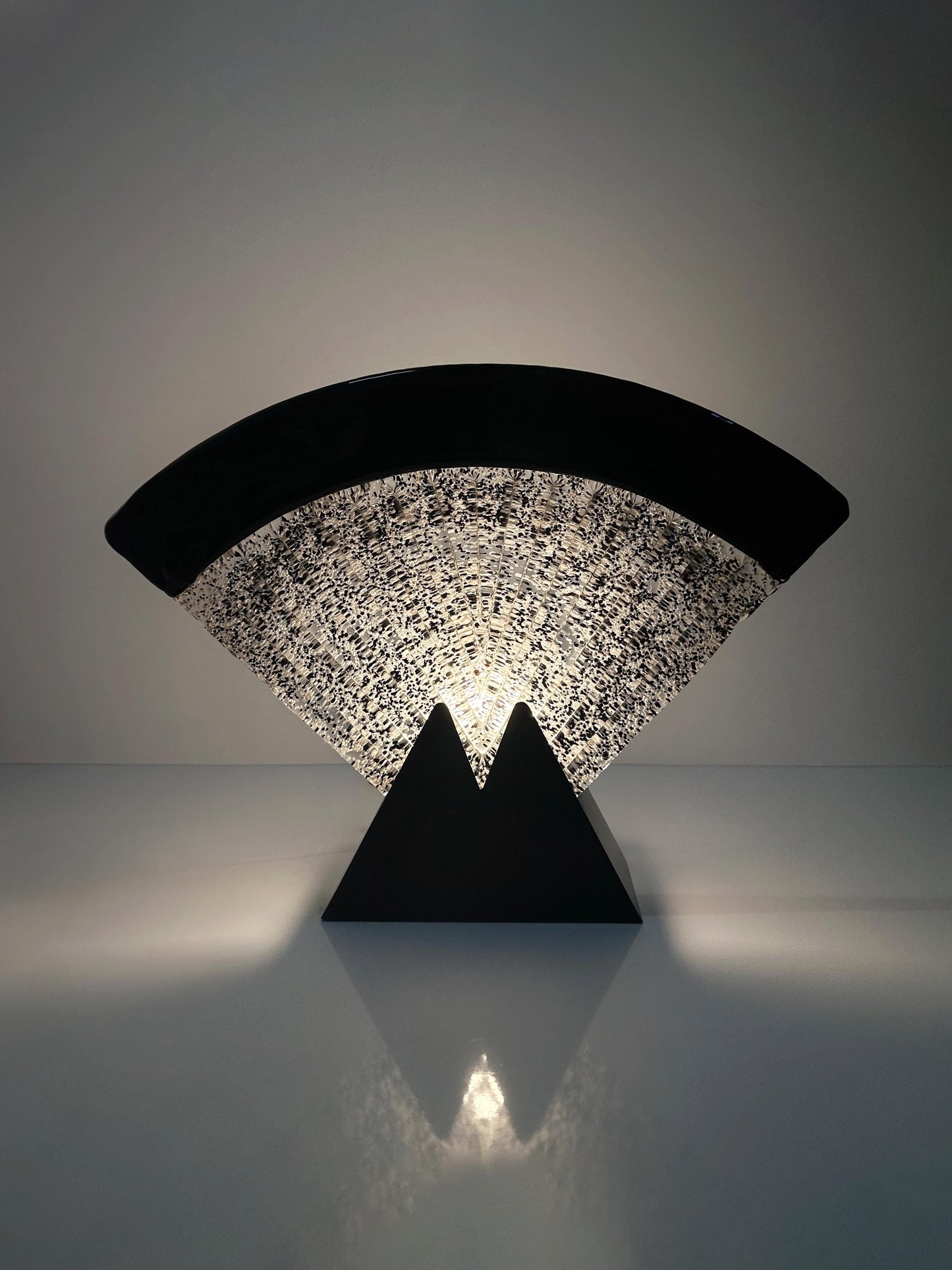 Lampe de table éventail vintage Murano Art Déco 1980 par Fabbian Mazzega Venini