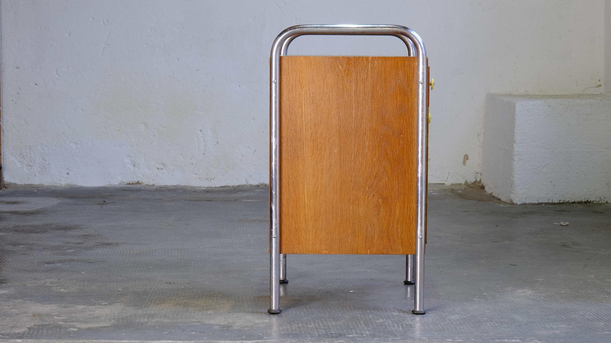 Vintage Nachttisch Bauhaus Holz Chrom von Kusch+Co
