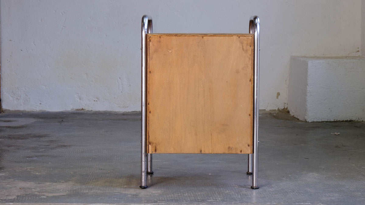 Vintage Nachttisch Bauhaus Holz Chrom von Kusch+Co
