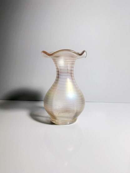Vintage Blumenvase Art Nouveau Regenbogen Glas
