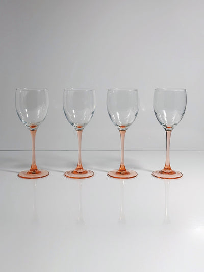 Set of 4 Vintage Wine Glasses Rosaline by Luminarc, France 80s