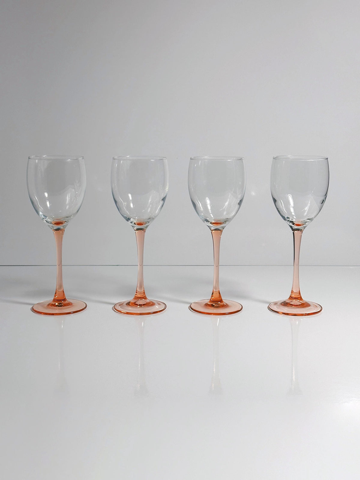 Vintage Glas Luminarc Rose von France Rosalin Pink 80er Art Deco Revival Set von 4