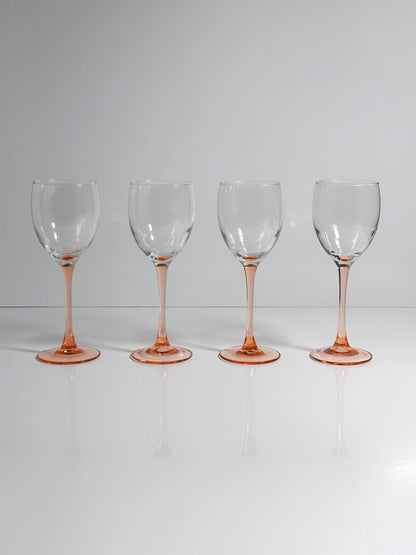 Vintage Glas Luminarc Rose von France Rosalin Pink 80er Art Deco Revival Set von 4