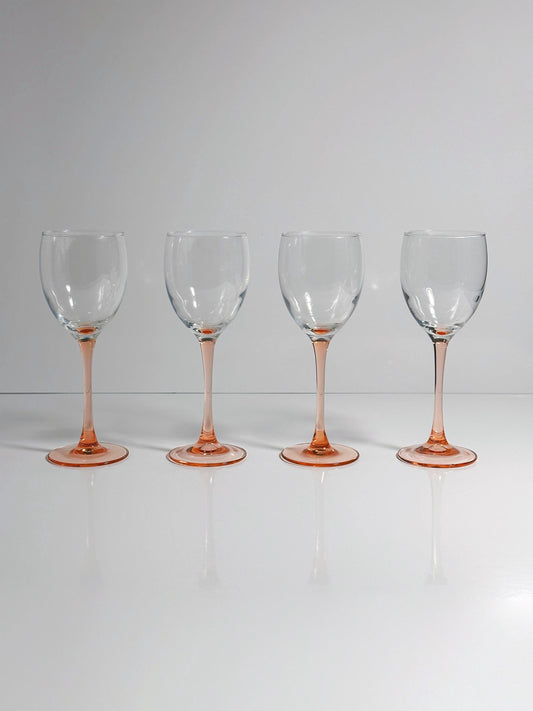 Vintage Glas Luminarc Rose von France Rosalin Pink 80er Art Deco Revival Set von 4