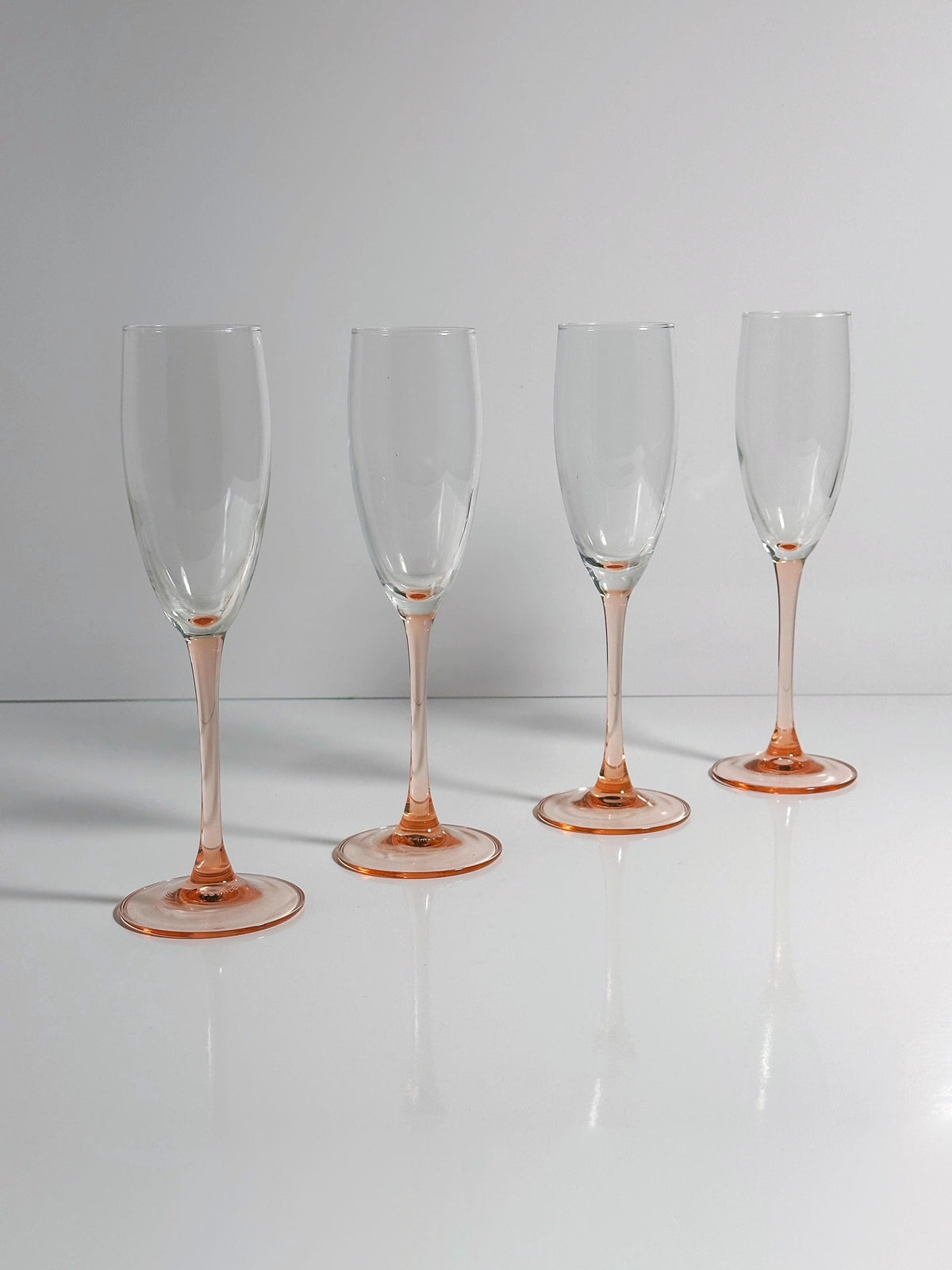 Vintage Sektglas Luminarc Rosa Art Deco von 80er Set von 4