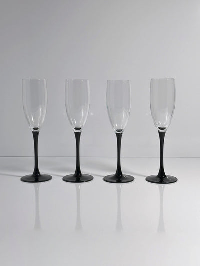 Set of 4 Vintage Champagne Glasses by Luminarc, Postmodern 1980s