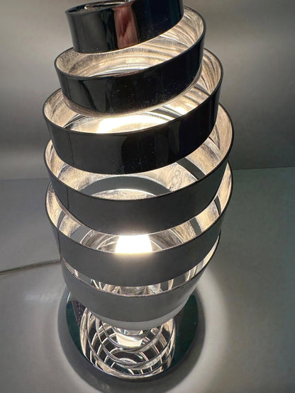 Lampe de table vintage chromée de style Space Age Spoutnik, milieu du siècle, années 60-70, spirale futuriste